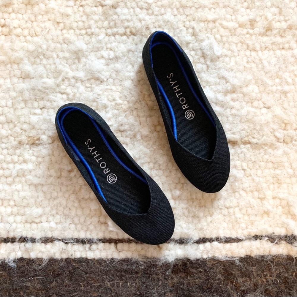 Rothy's The Flat Black Round Toe Slip On Shoes 7.5